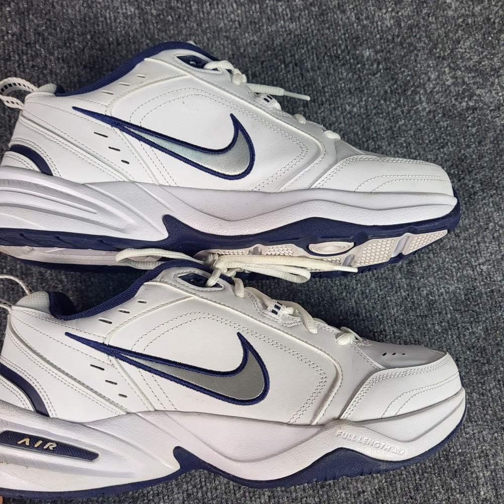 Nike Air Monarch IV White Navy Silver Training Shoes 415445-102 Mens 12 Wide D